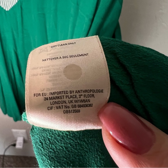 Maeve Anthropologie Cameron Green/White Striped Bodice‎ Asymmetrical Dress - Picture 8 of 10